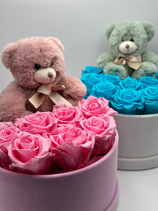 Roses éternelles duo - Velours - Teddy