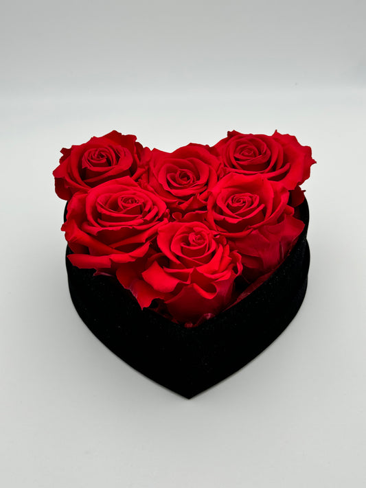 Roses rouge en cœur noir - Velours