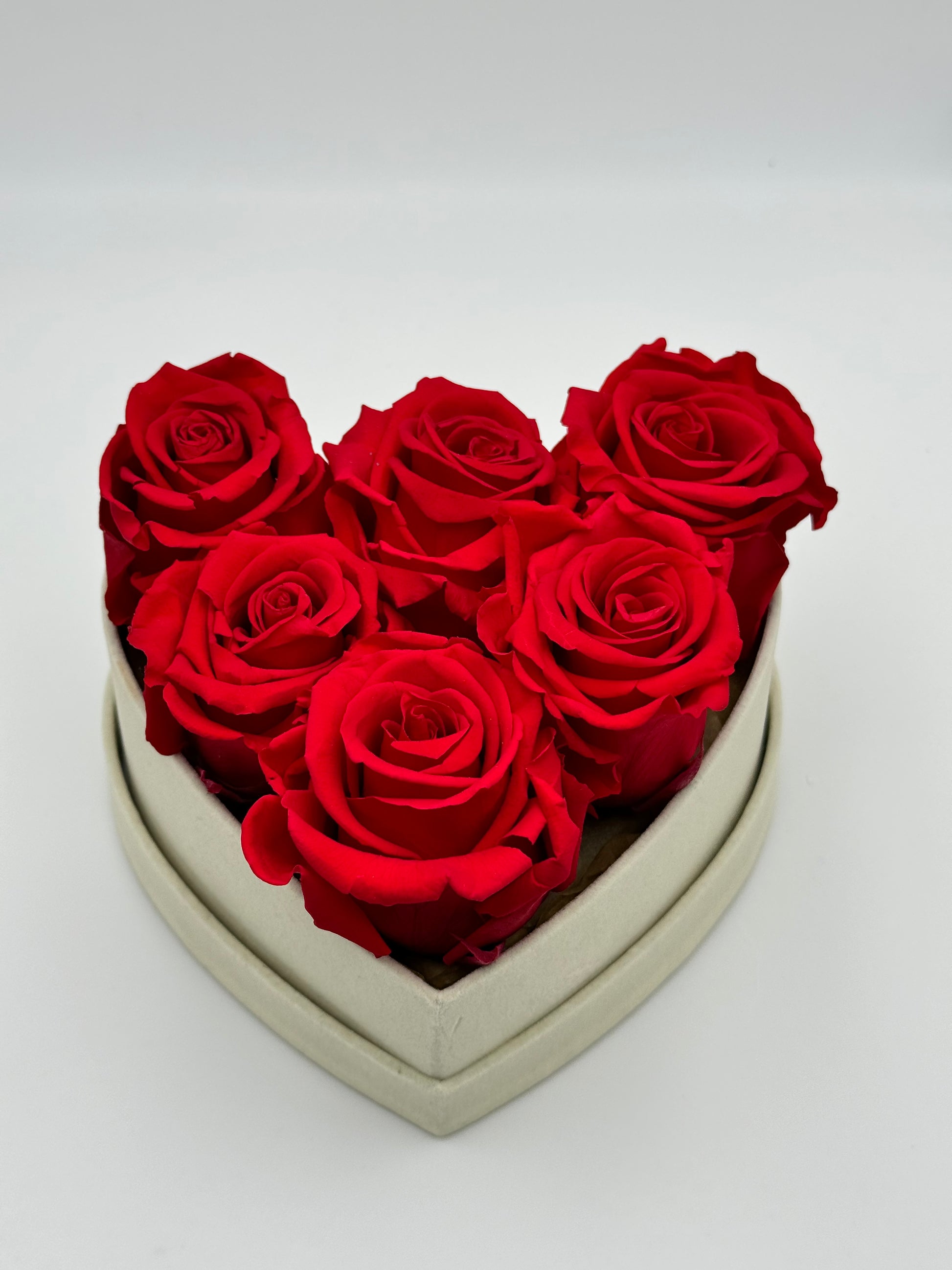 Roses rouges en cœur blanc - Velours