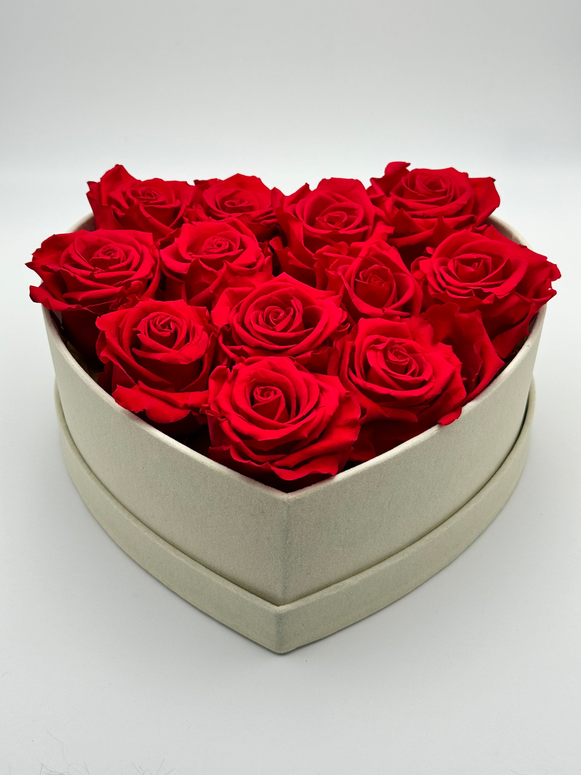 Roses rouges en cœur blanc - Velours