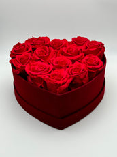 Roses rouge en cœur rouge - Velours