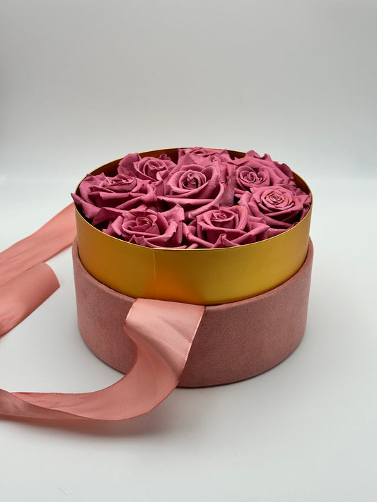 Roses éternelles roses en cercle rose - Velours