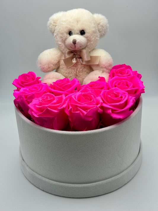 Roses éternelles Fuchsia en cercle - Teddy