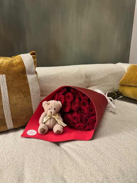 Bouquet luxe Teddy 30 roses